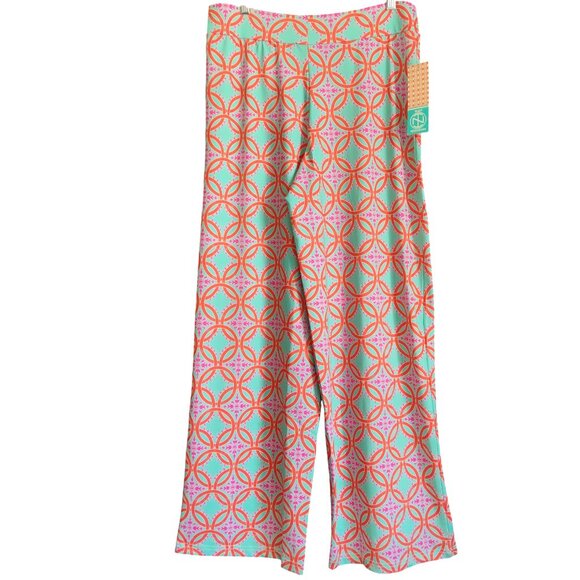 Tracy Negoshian Presley Wide Leg Flowy Geometric Print Stretch Lounge Pant M NWT - Picture 2 of 4